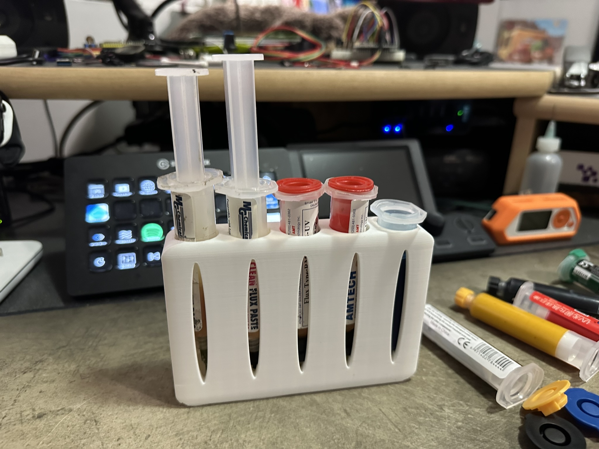 5Slot Syringe Holder for UV Solder Mask and Solder Flux Storage by