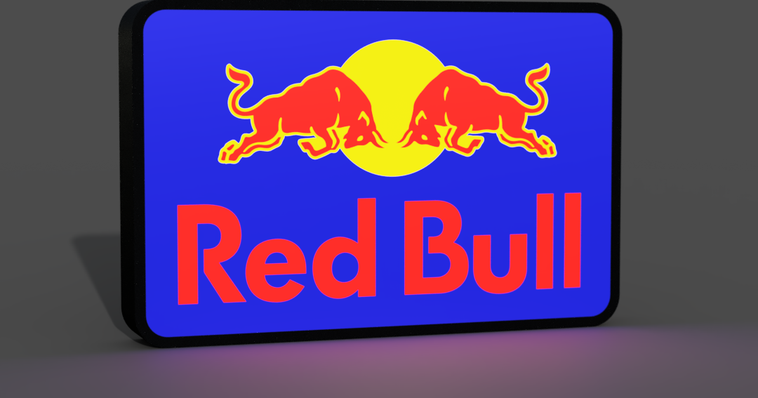 Red Bull Logo Lightbox LED Lamp by braga3dprint | Download