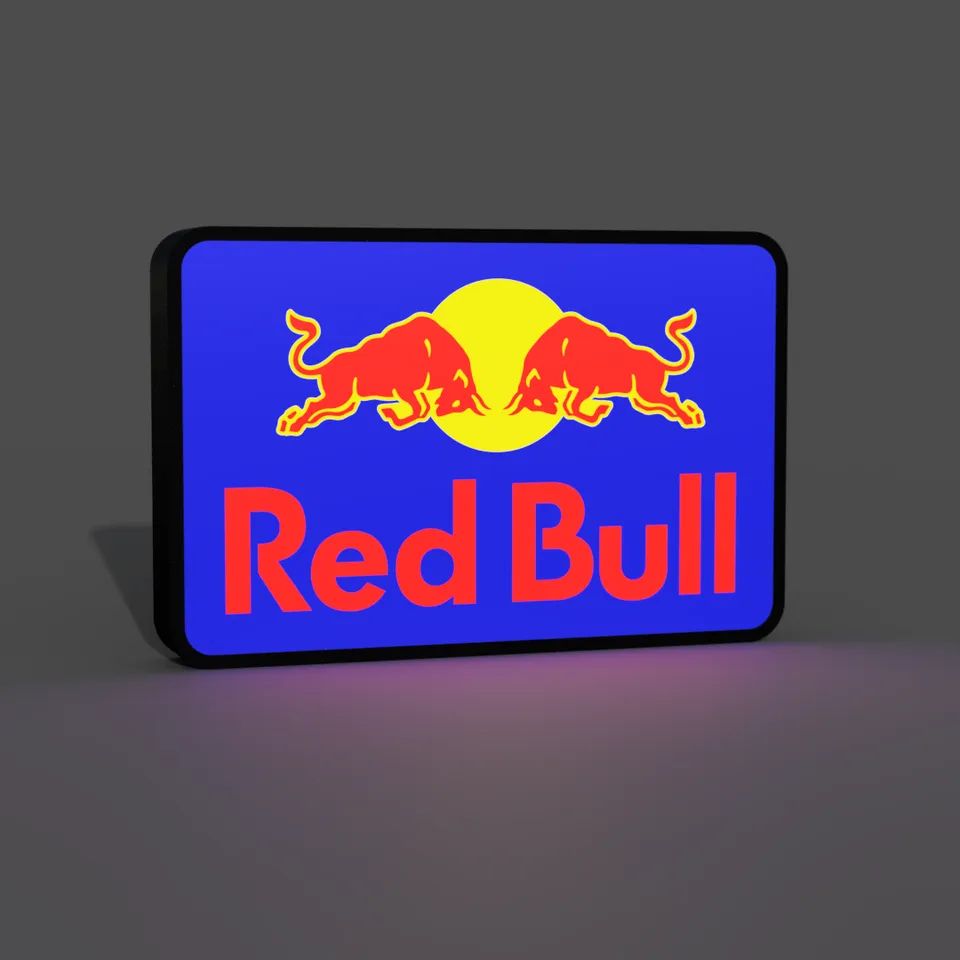 Red Bull Logo Lightbox LED Lamp by braga3dprint | Download Red Bull Logo Lightbox LED Lamp by braga3dprint | Download