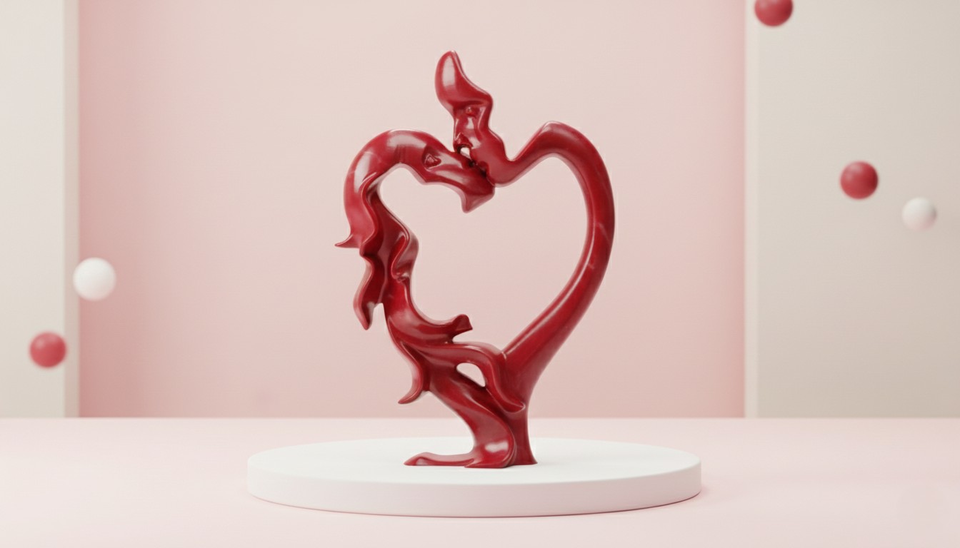Abstract Kissing Faces Forming Heart - Valentine's STL