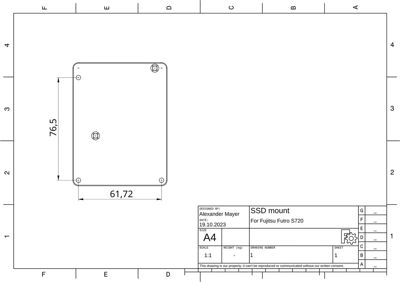 SSD mount for Fujitsu Futro S720 by PistonPin | Download free STL 