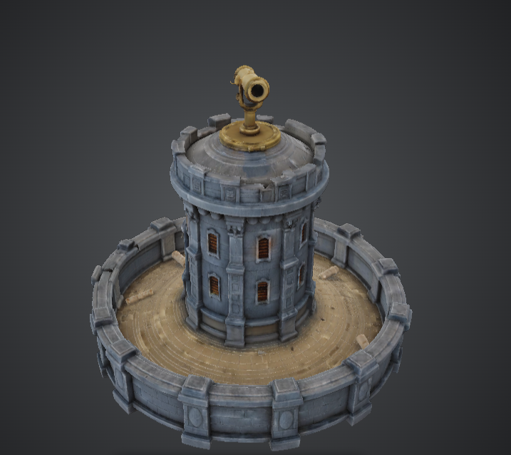 Medieval Cannon Tower Platform – Circular Fortress Turret Terrain