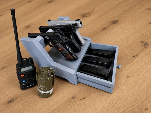 Airsoft Pistol Stand with Storage Drawer