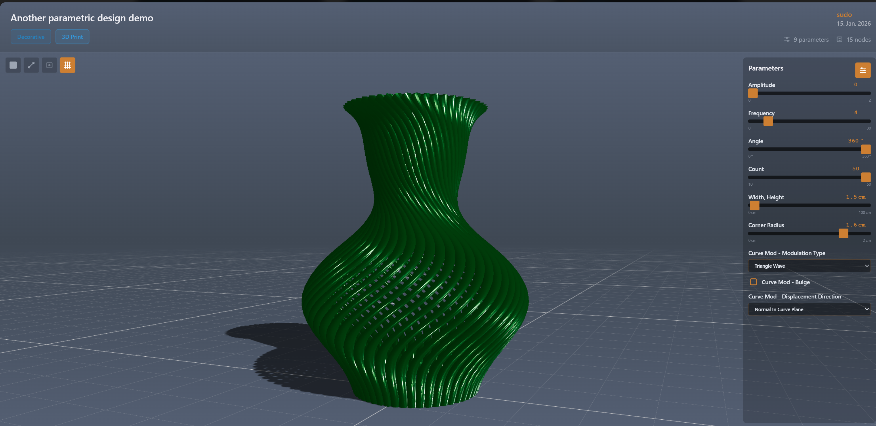 Parametric Lamp or Vase on Gerridaj [Demo]