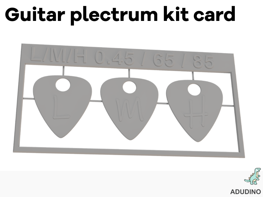 Guitar Plectrum (Plektrum) Kit Card with Three Picks (includes STEP file). Keychain compatible