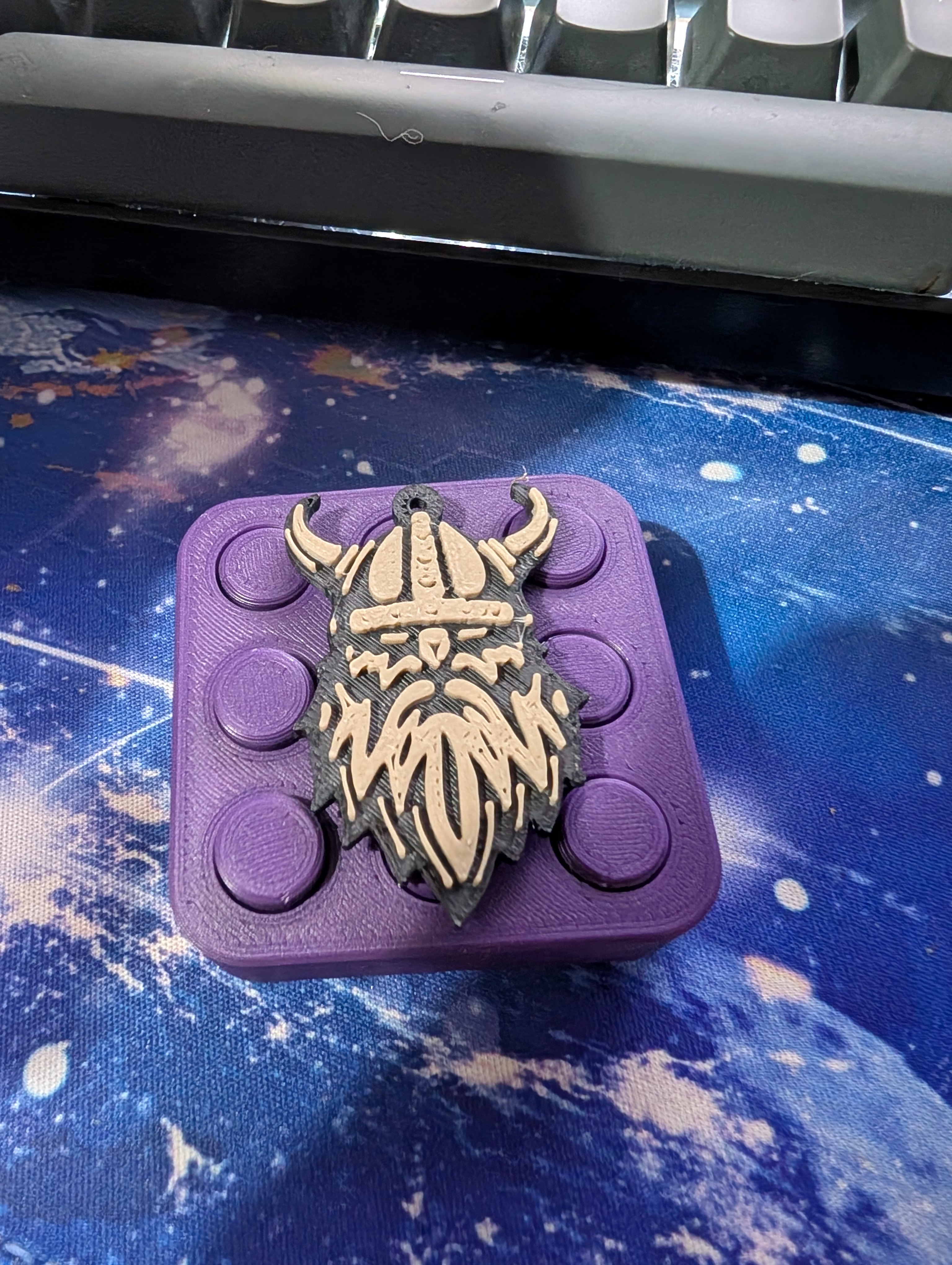Viking Keyring | Norse Warrior Pendant | 3D Printed Beard & Helmet Charm