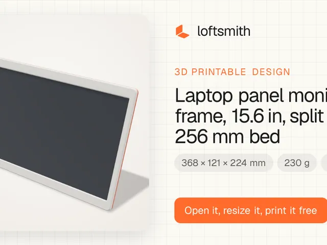Laptop panel monitor frame, 15.6 in, split for 256 mm bed