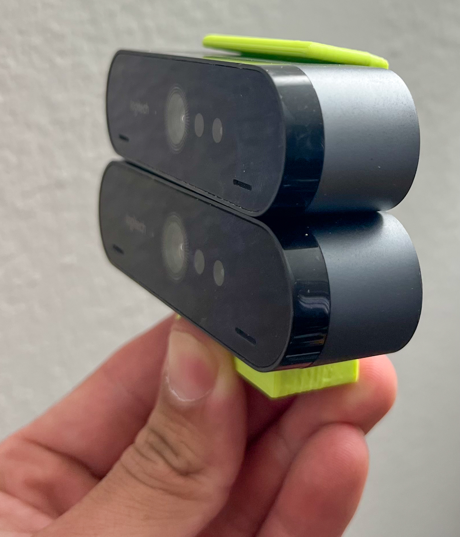 Double Logitech Brio tripod holder by raleigh_littles Download free