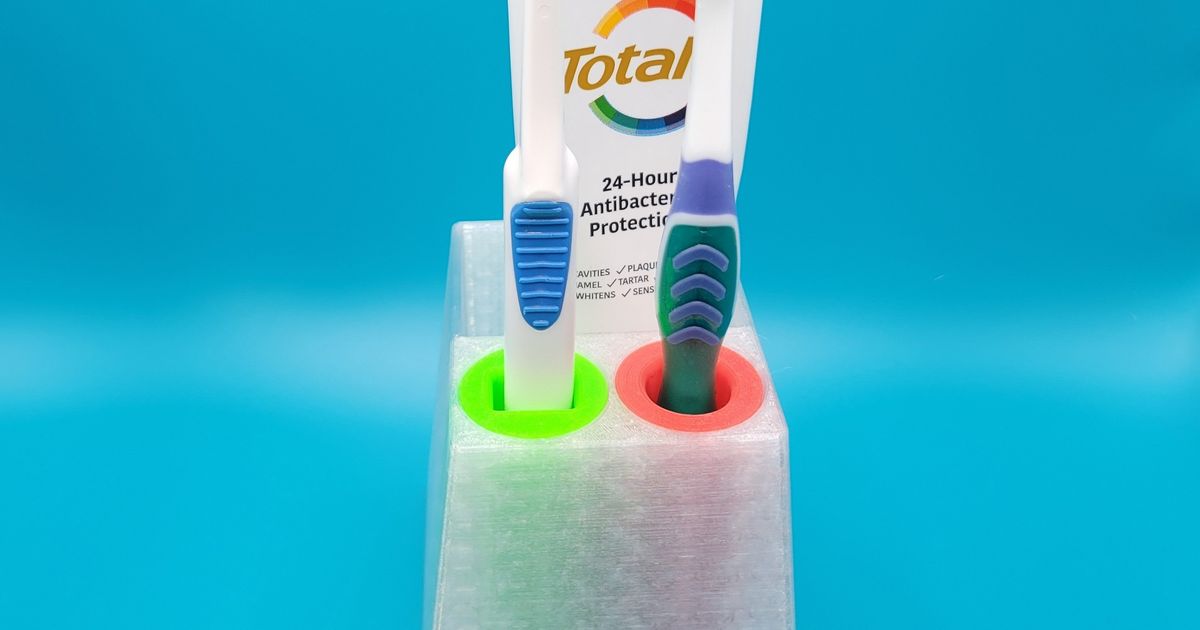 Double Toothbrush and Toothpaste Holder with Inserts and Drainage by