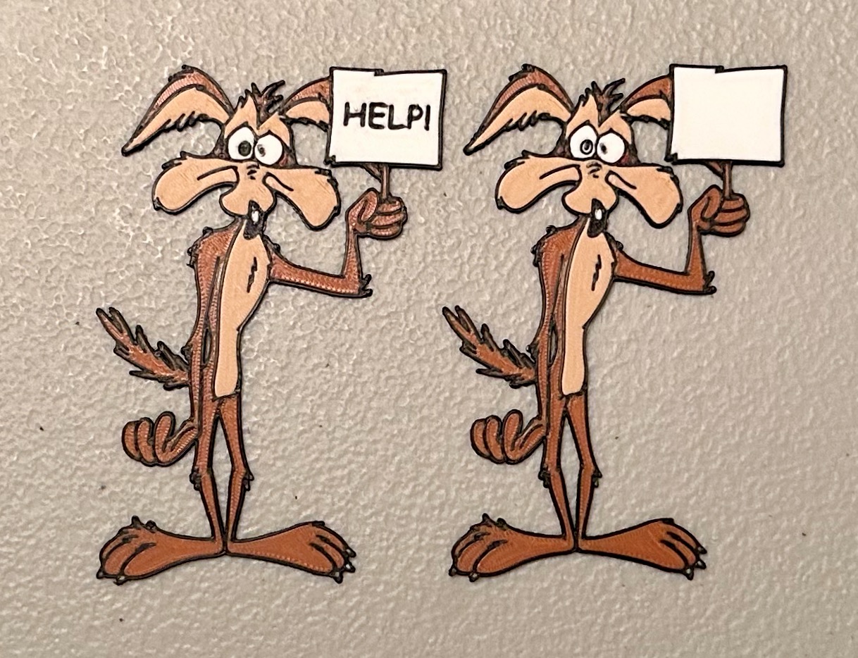 Multicolor Wile E. Coyote with Sign Magnet