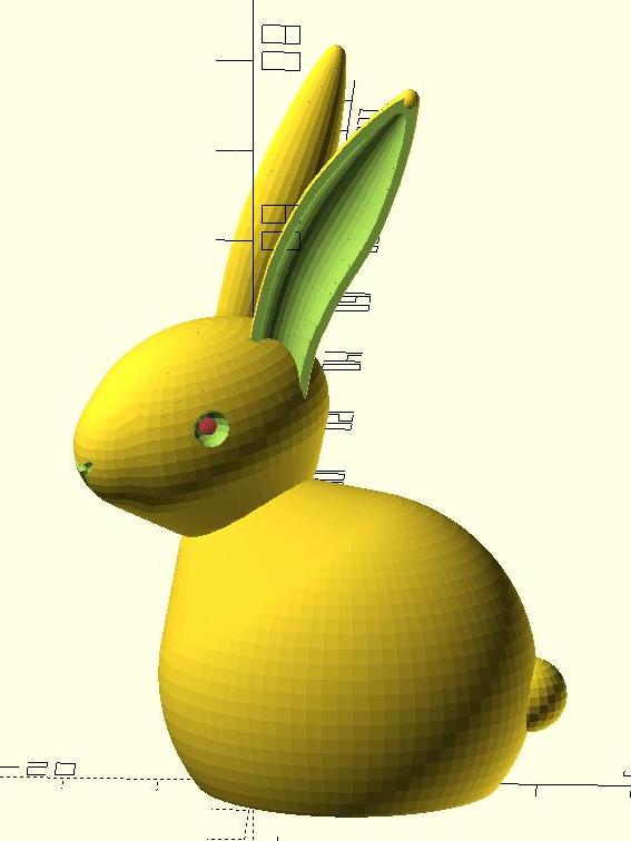 Creepy Bunny with red 3mm LED eyes (parametric for Openscad Customizer ...