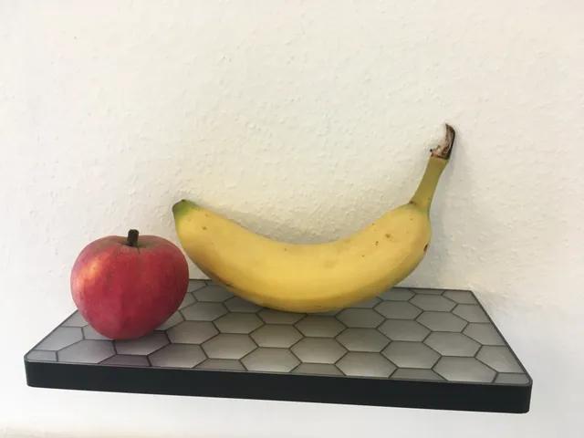 wallmount shelf with visible hexagon infill