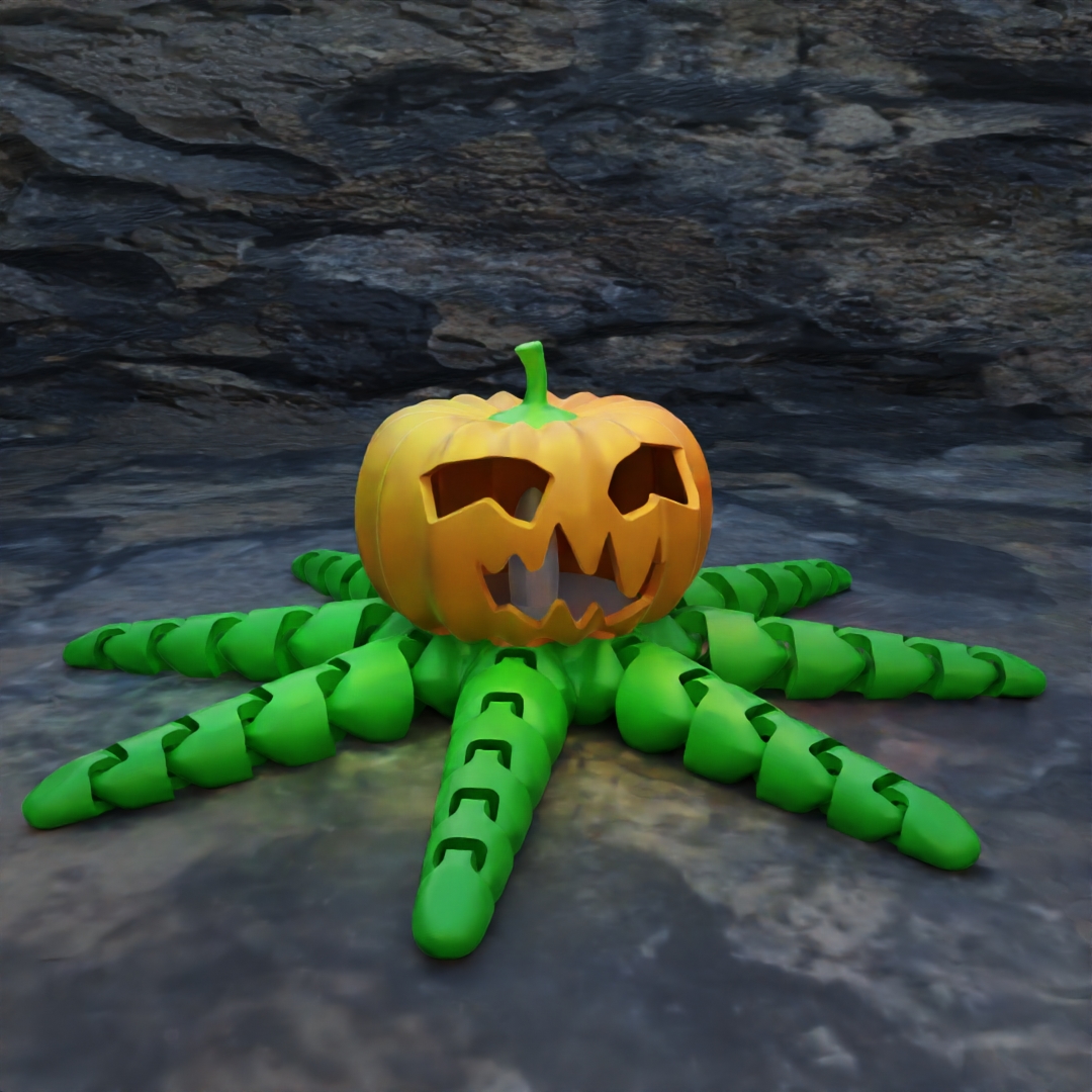 Cute Articulated Flexi Octopumpkin - for LED tealight!