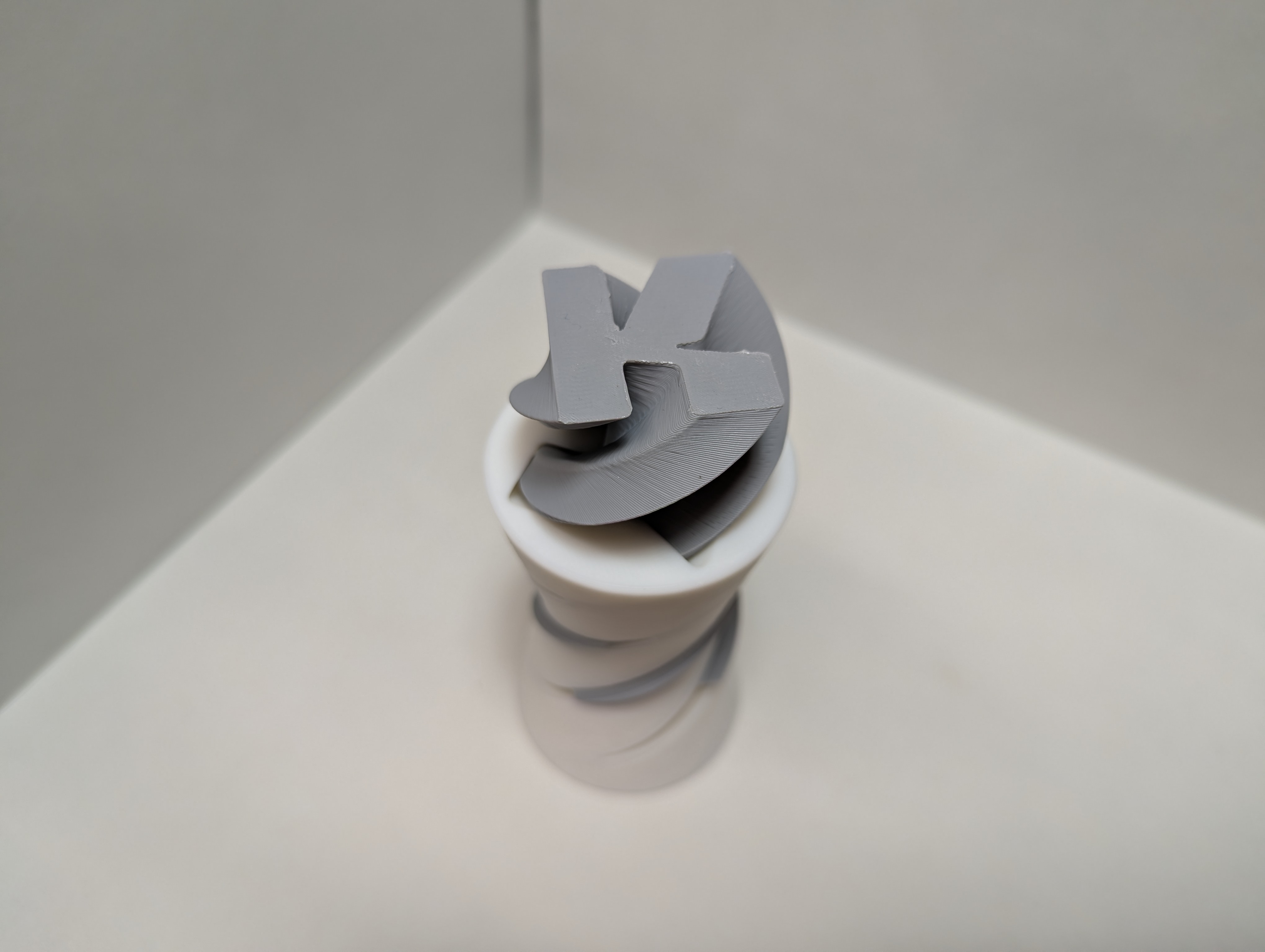 Spiral Vortex Letter K Fidget - Internal Solid Letter Passthrough