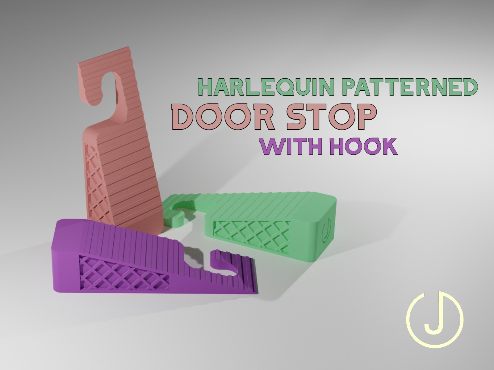Hooked Door Stop With Harlequin Pattern