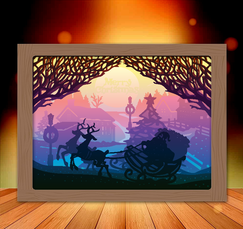 Santa Claus gives gifts lightbox