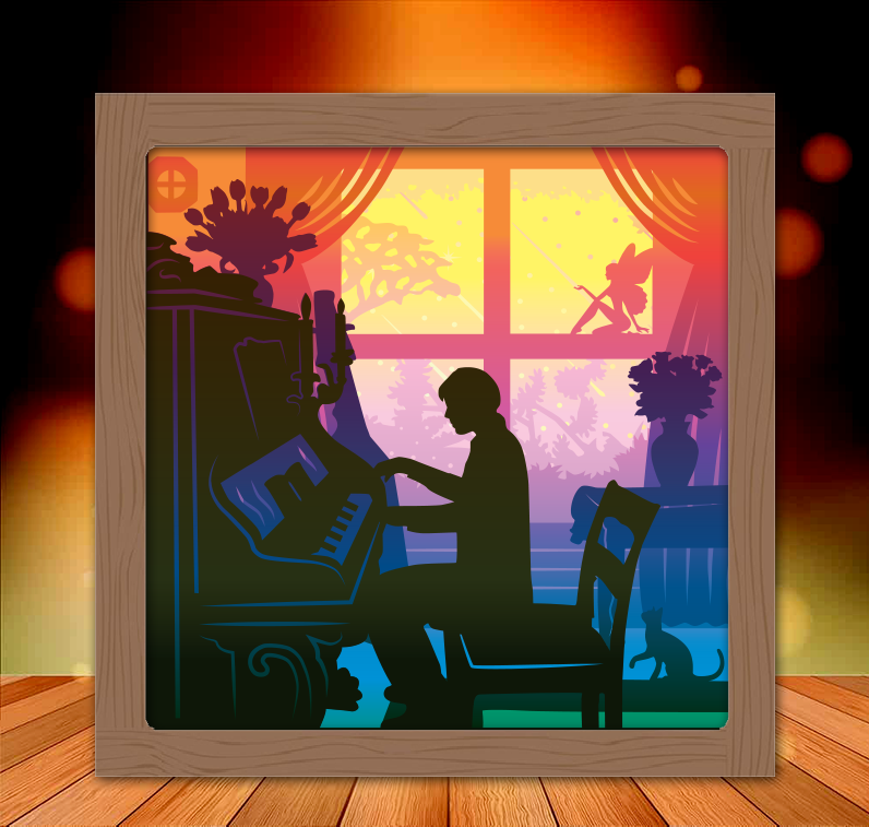 man playing piano lightbox