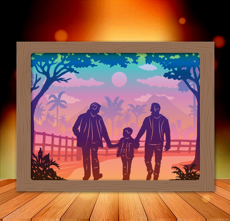 Old Father with his son lightbox