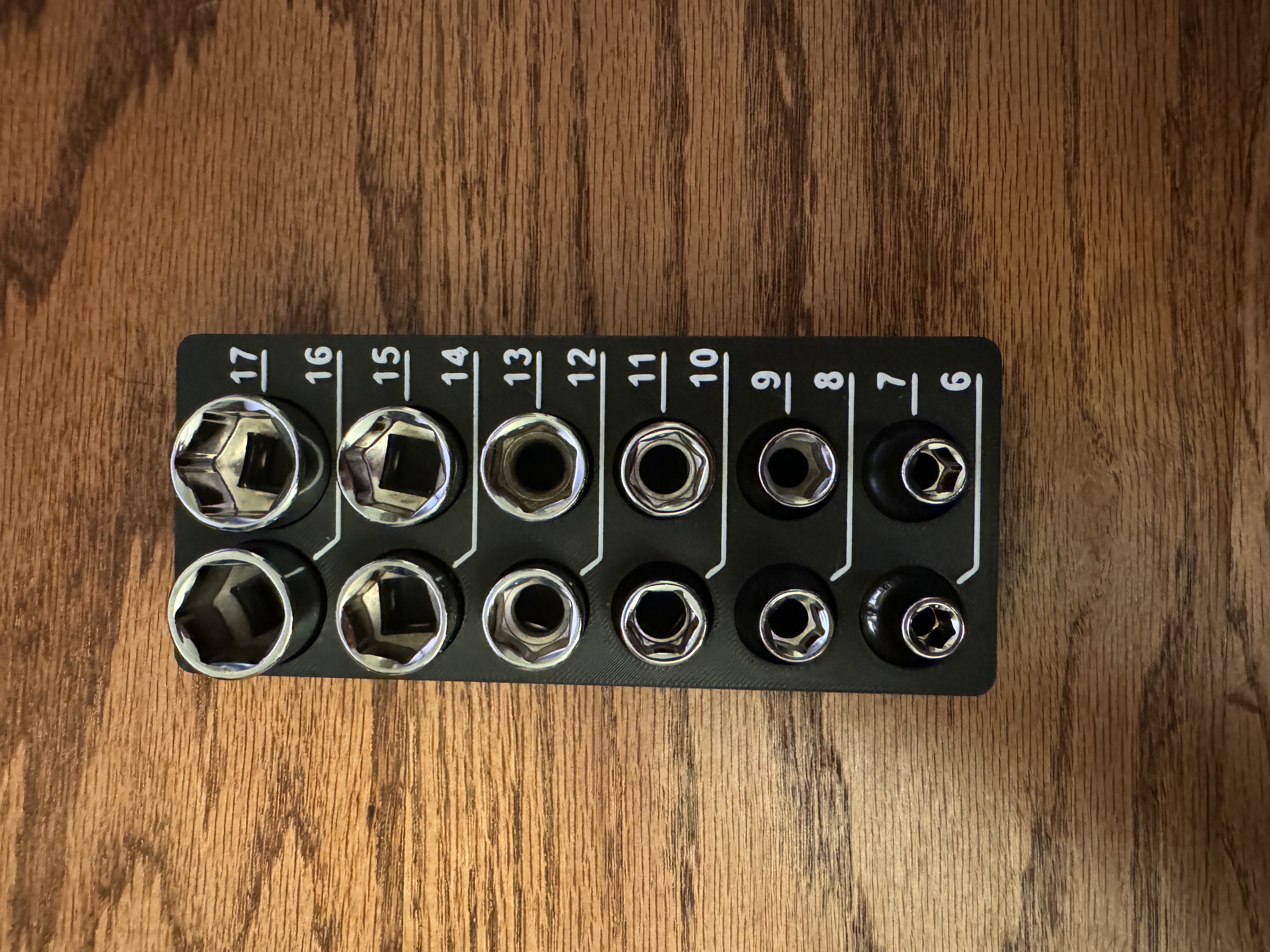 (6 set variations) 3/8" Drive Metric Socket Organization, Gridfinity 3D model thumbnail