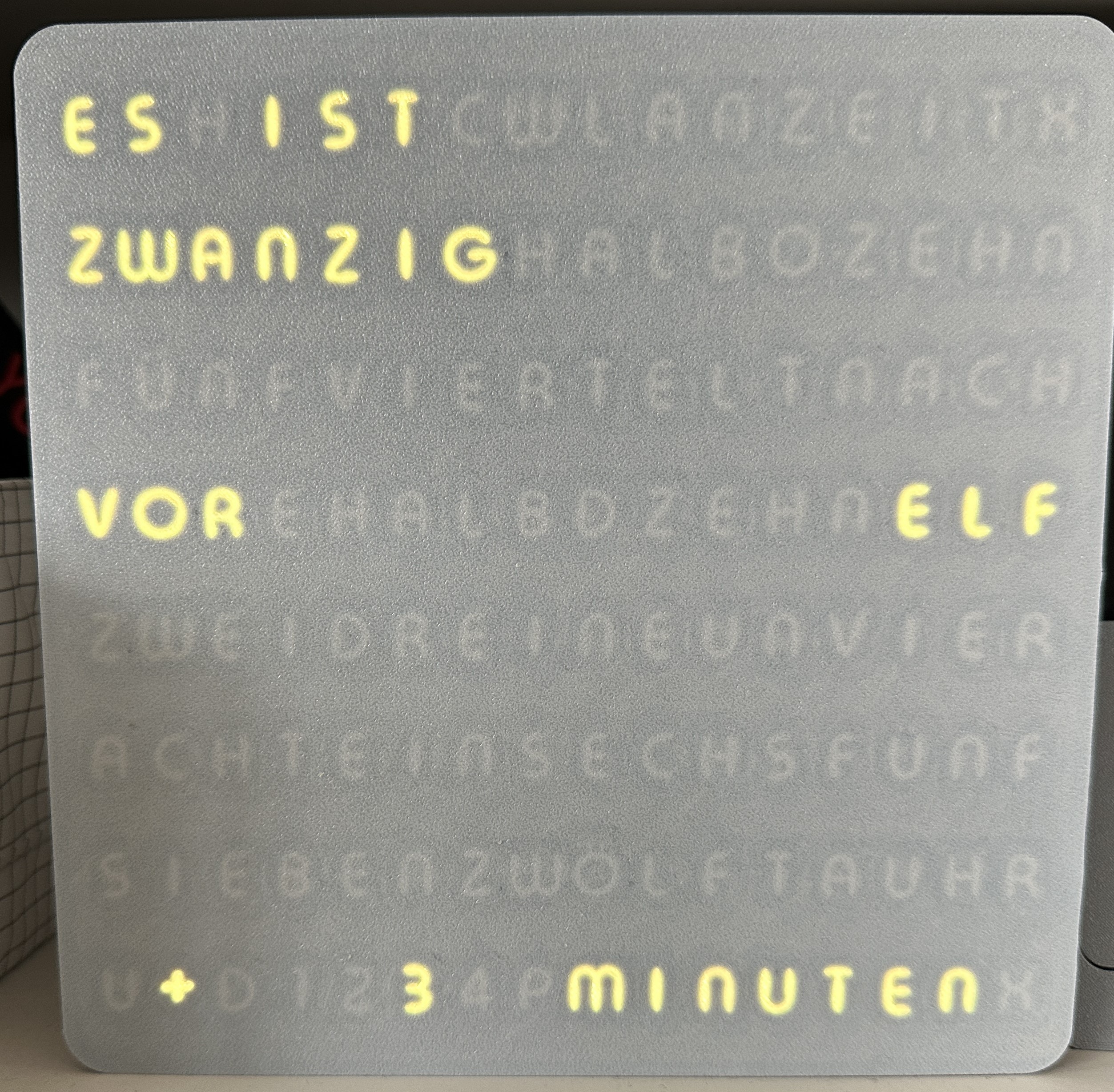 Wordclock Wortuhr german + english, RGB 16x16 Matrix, ESP32 D1 Mini, Multicolour AMS ready (remix)