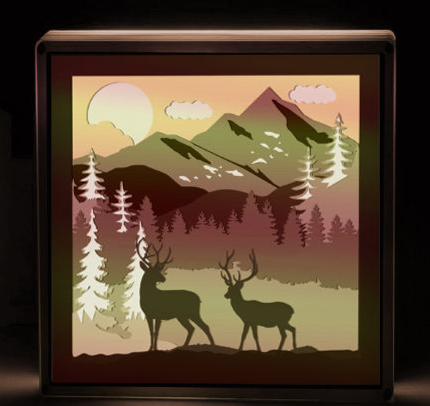 Couple Deer in The Mountains light box