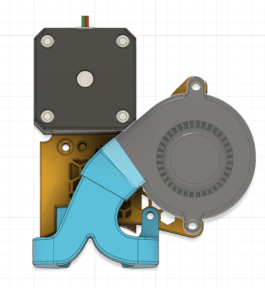 Remixed "Delta-P fan duct for MK3S extruder" w/clearance for MK3S parts