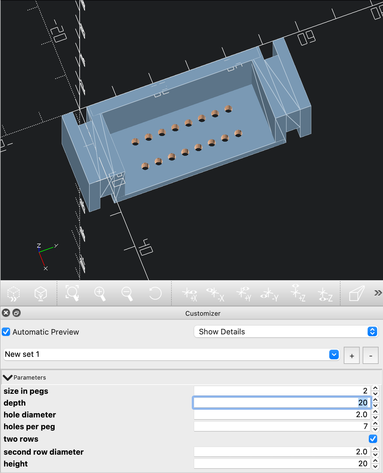 Miniatura 5 do modelo 3D Customizable Peg Board Tool Shelf