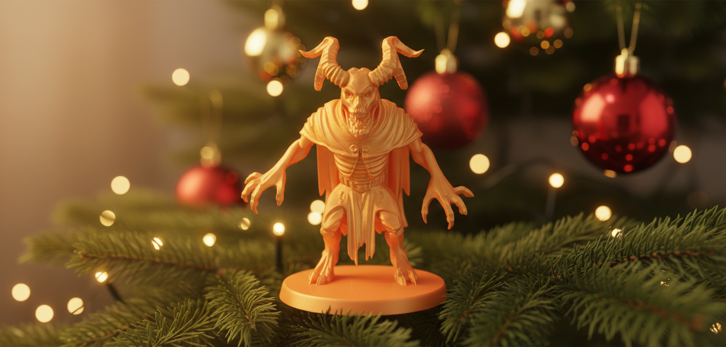 Golden Skeletal Horned Demon Christmas Figure