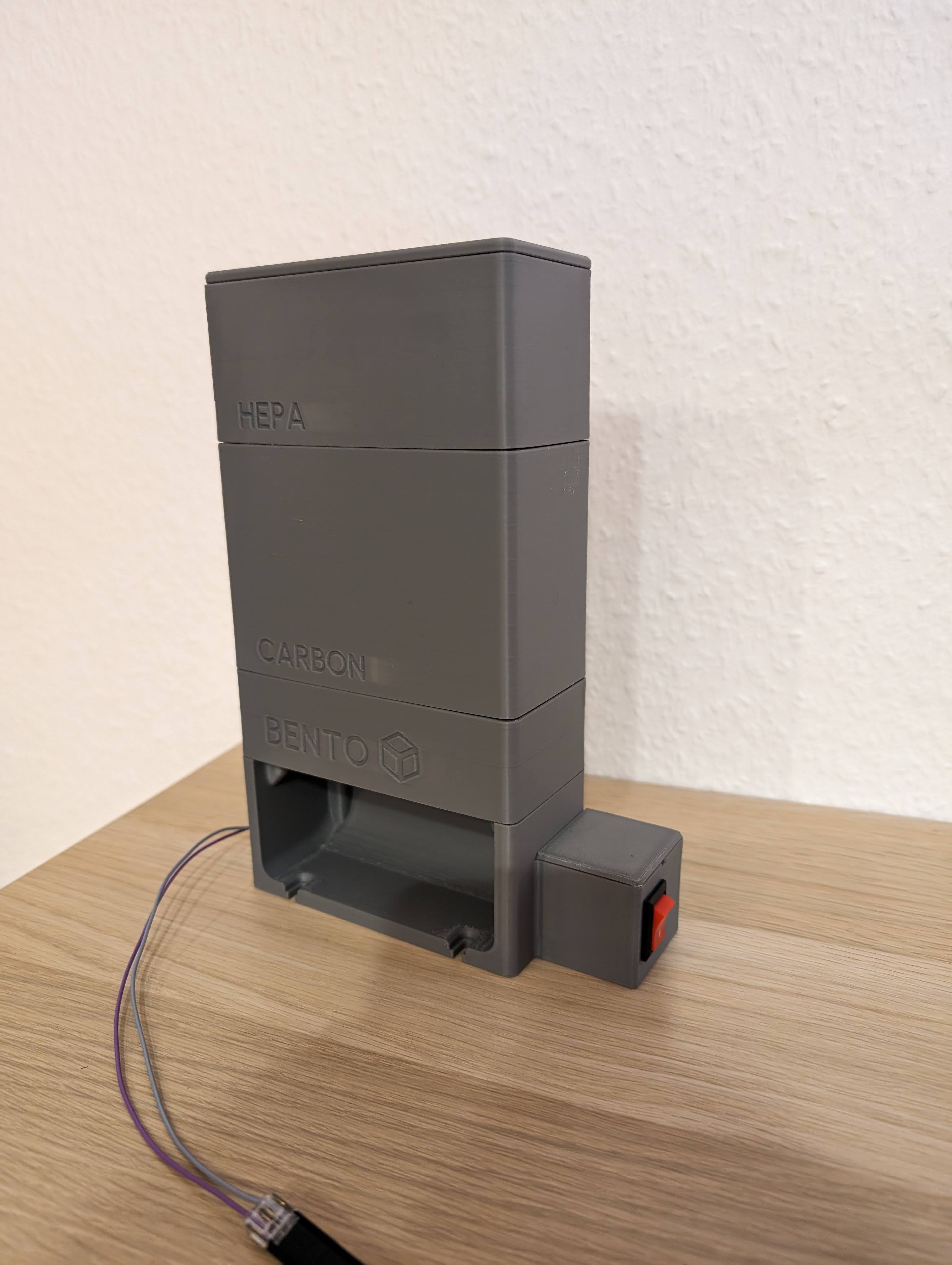 Fan duct with switch and hidden cable tray for BentoBox V2.0 par