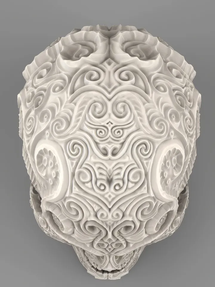 Decorative Filigree Scroll-Work Carved Style Skull. by Decorative Filigree Scroll-Work Carved Style Skull. by