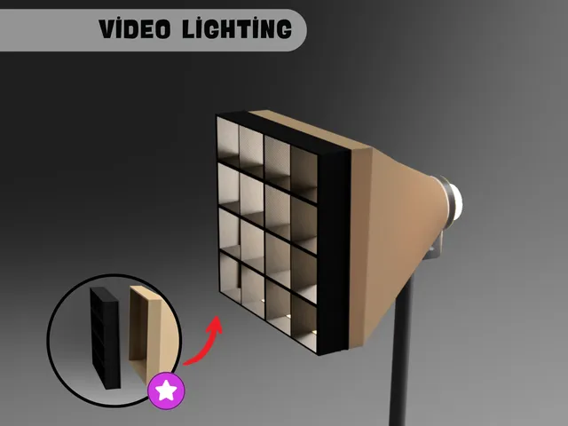 Video studio light, LED softbox, 3D printed