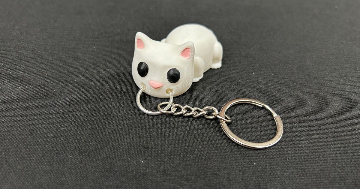 Cute Cat Keychain by Built_Over_Bot | Printables Store