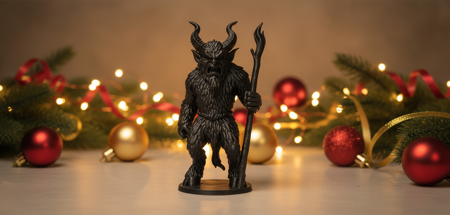 Fearsome Furry Krampus with Rod Christmas Figure