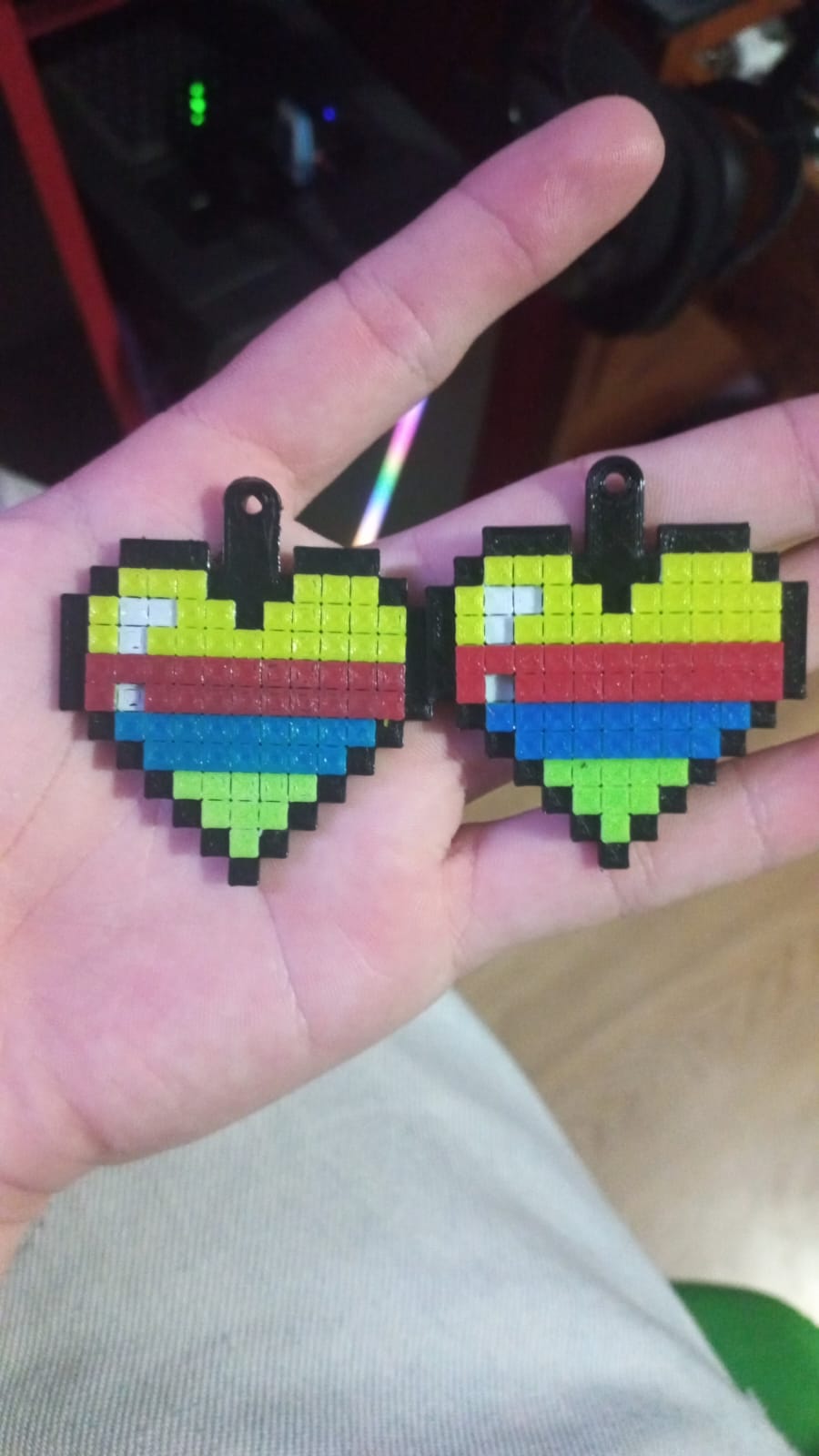 Pixel Multicolor Heart - Keychain