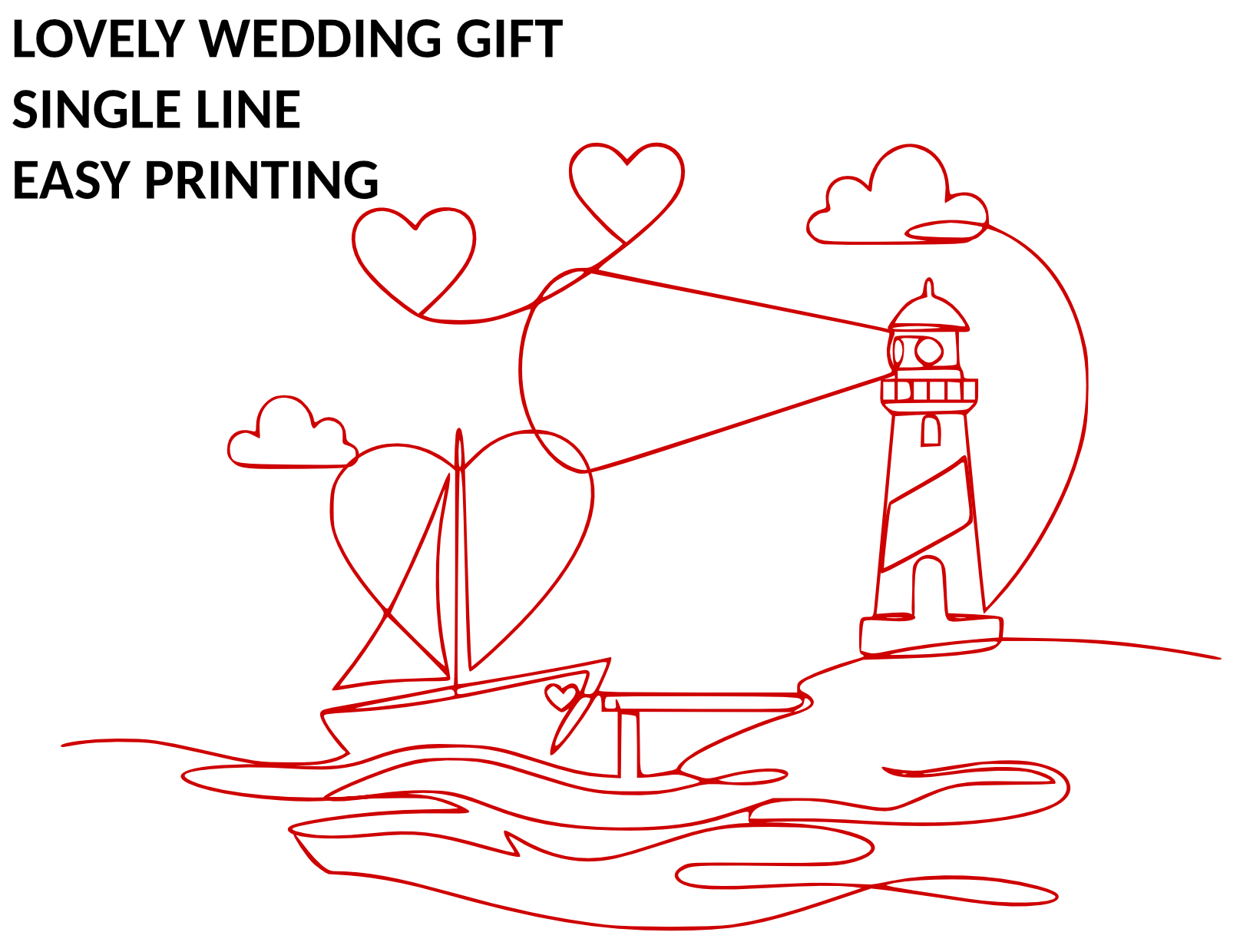 Harbor of Love Wedding Gift Line Art