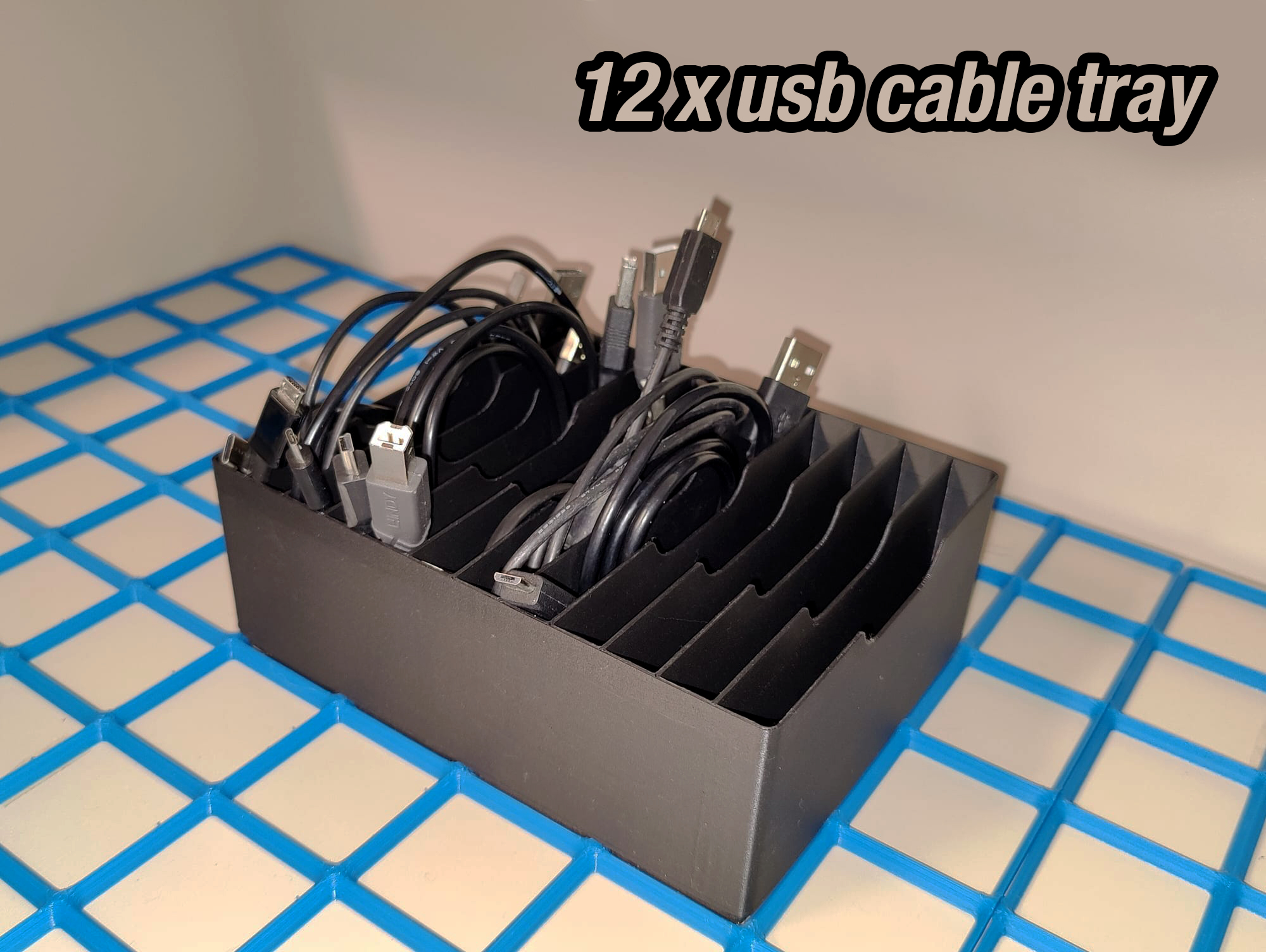 12x usb cable organizer tray - gridfinity 3x4