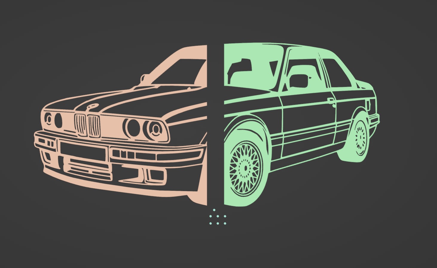 BMW e30 wallart - 41 cm
