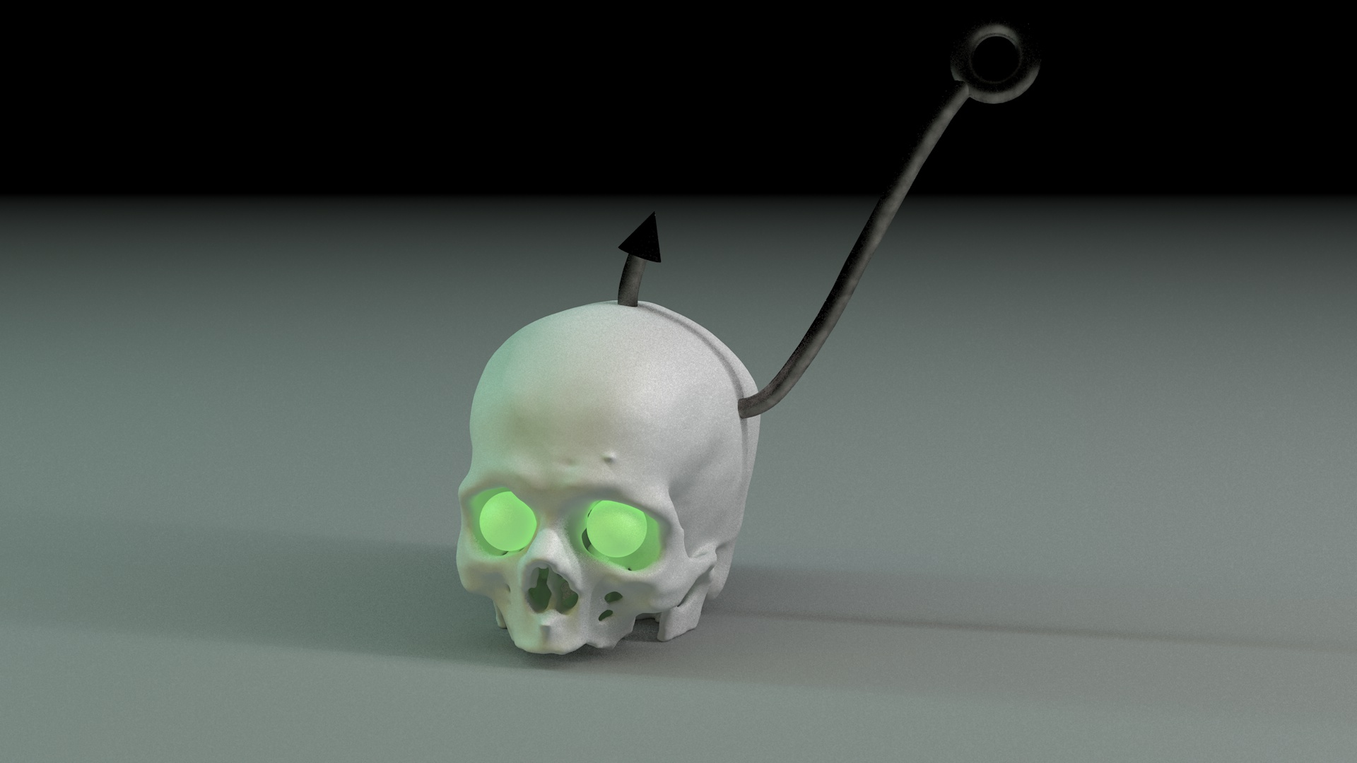 Halloween Skull With Meat Hook and Glow-In-The-Dark Eyes by