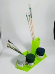 Brush, cup and Tamiya 10ml acrylic paint holder for scale modelers by PCHe, Download free STL model