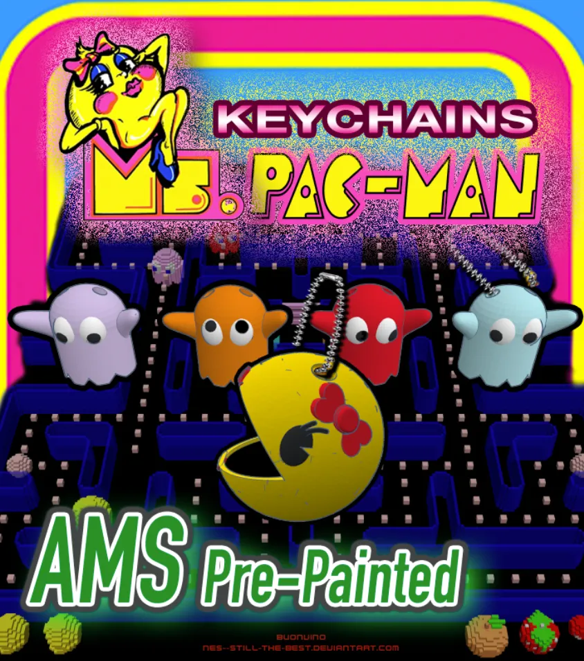 Ms. PAC-MAN Keychain Collection By K2_Kevin | Download Free STL.