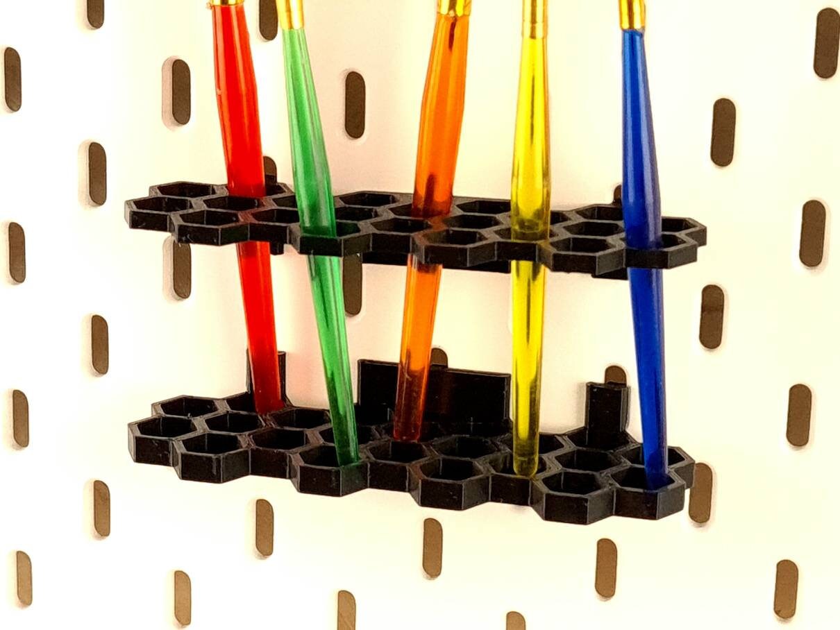 Hexagon Brush Holder for IKEA Skadis and Uppspel Pegboards