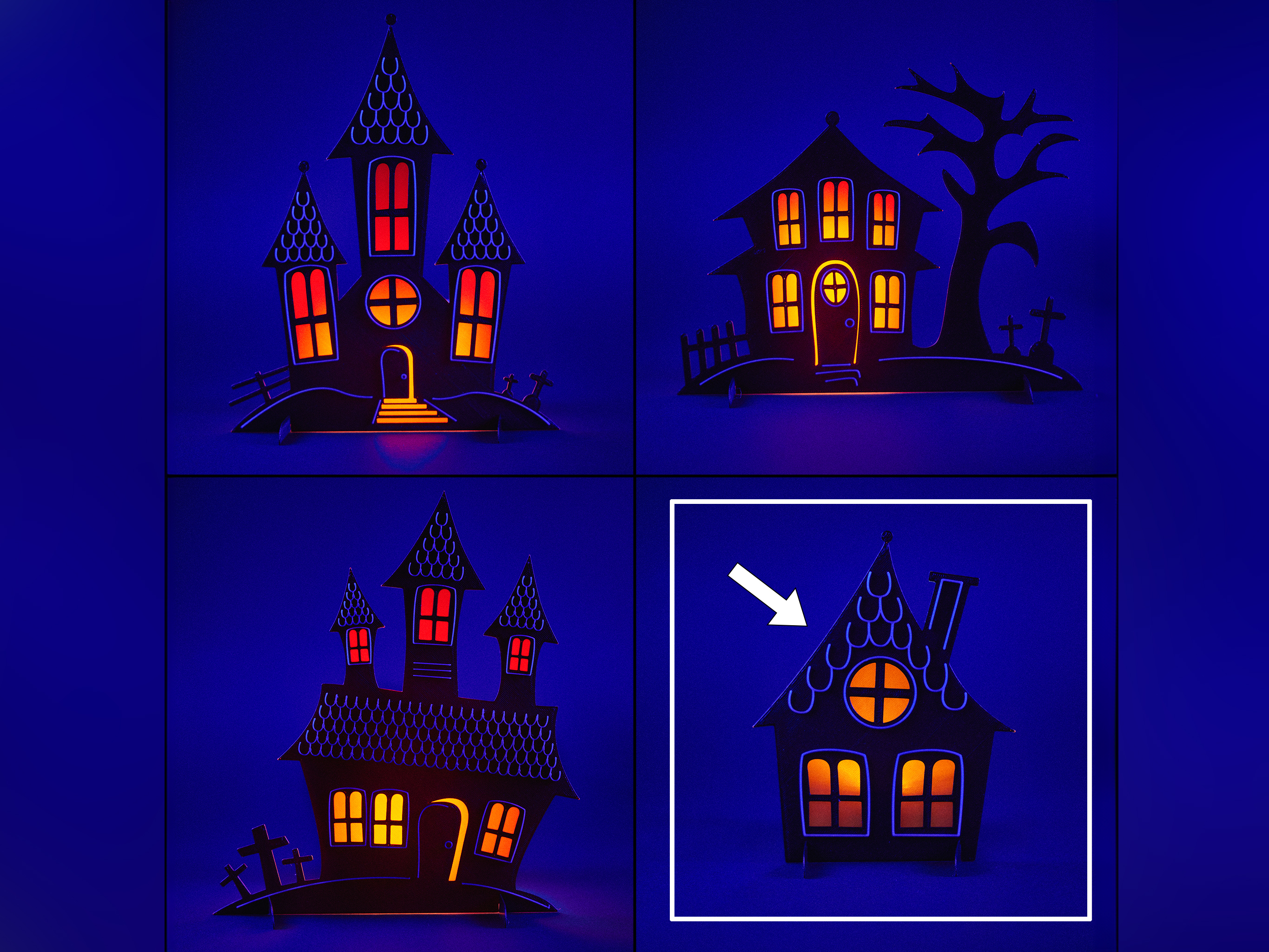 Scary Halloween Flat House Backlit Decoration