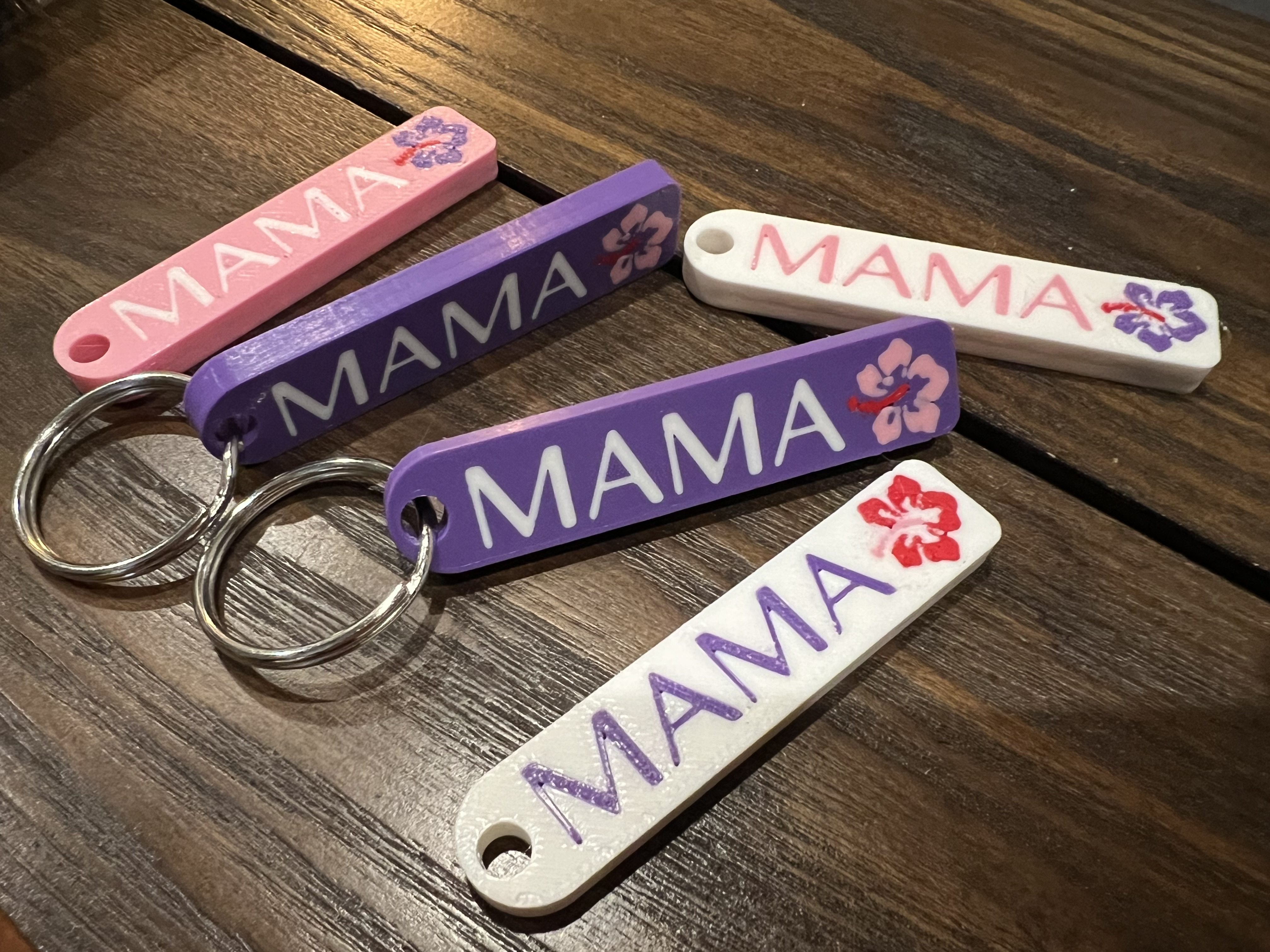 MultiColored MAMA Hawaiian Flower Hibiscus KeyChain