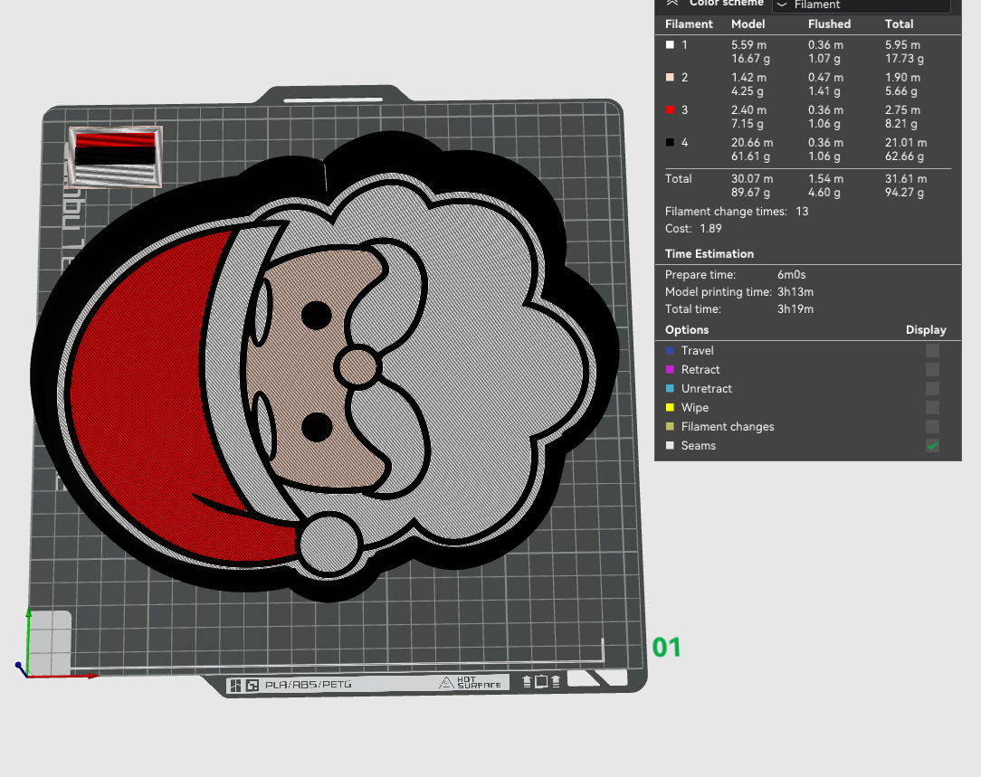 Santa face Lightbox LED Lamp by braga3dprint | Printables Store