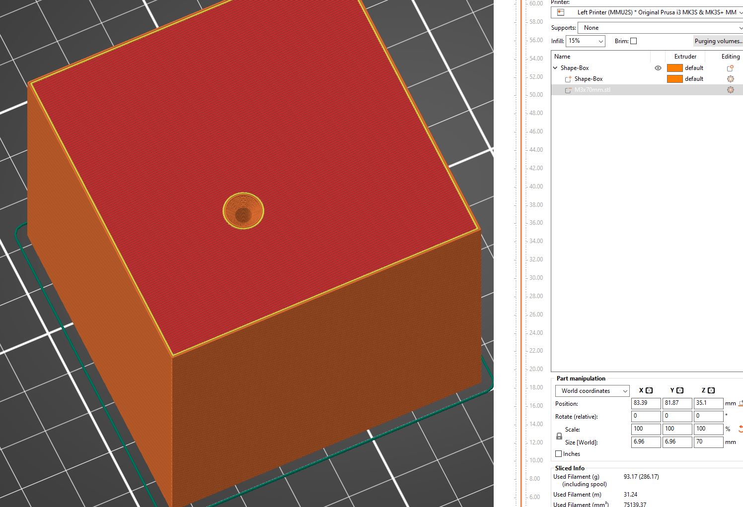 M3 (ISO) Countersunk Screws Clearance holes - Negative modifiers
