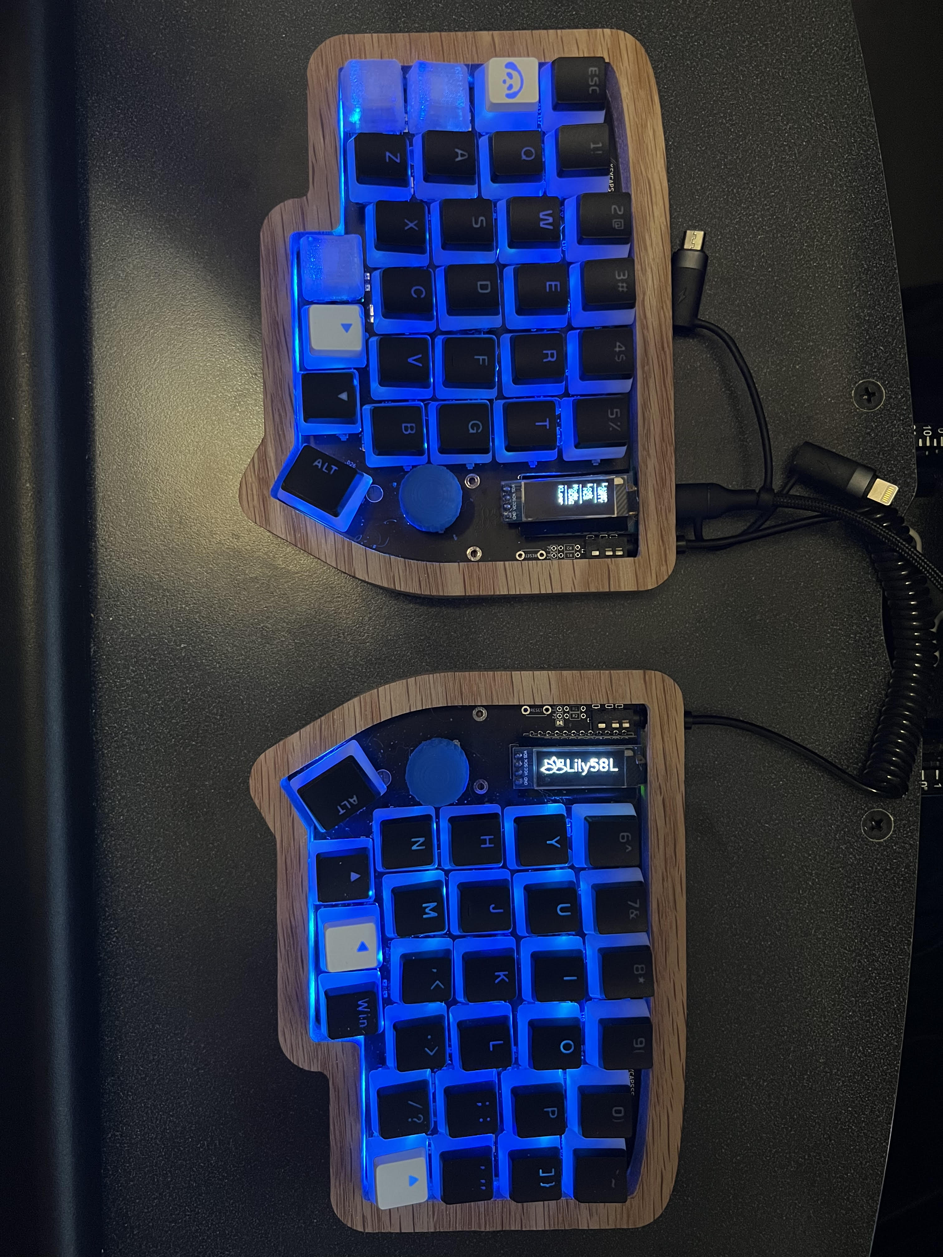Lily58L Case With Underglow Light Holes and PCB Mounting Points