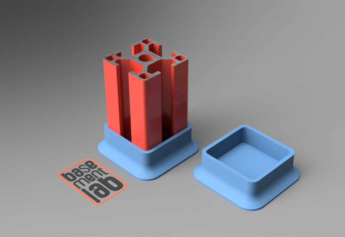 3030 Foot Cap - Low Type - Floor Mount Base Low Aluminium Profile