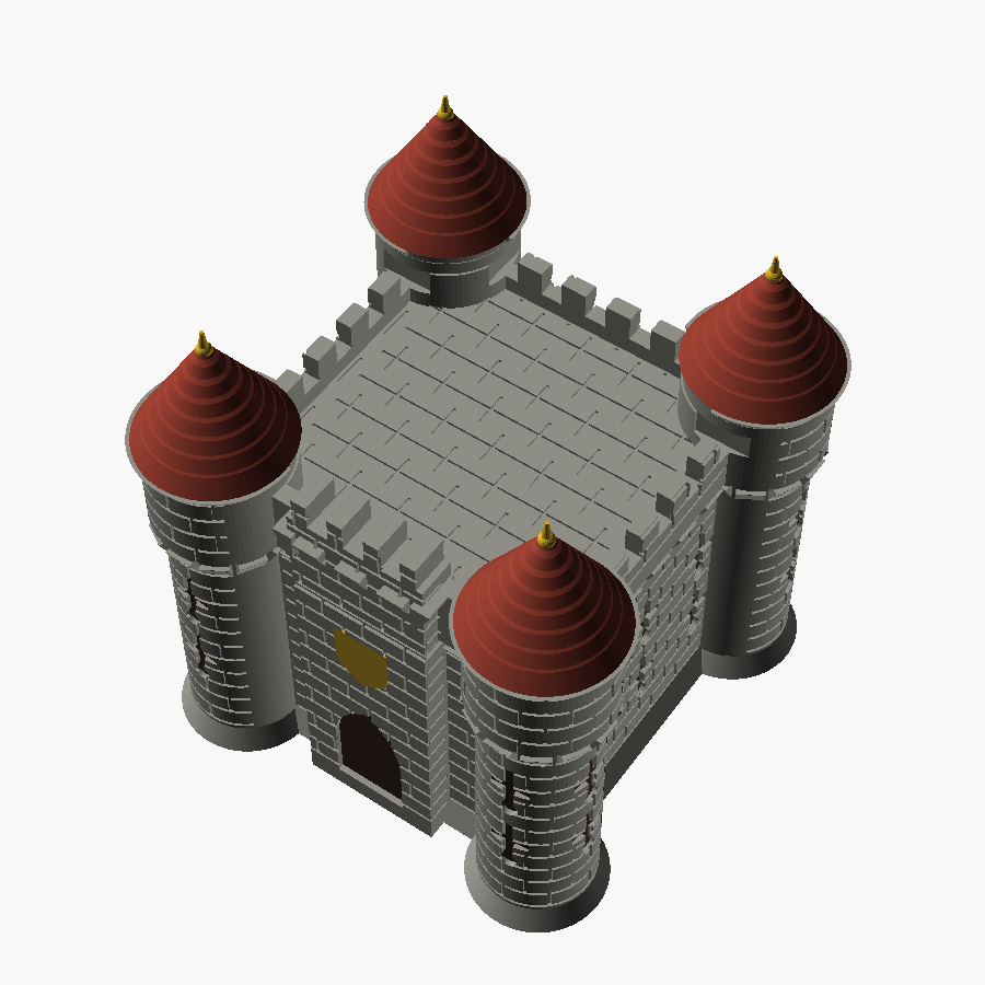 the wall-walk, battlements and four roofs
