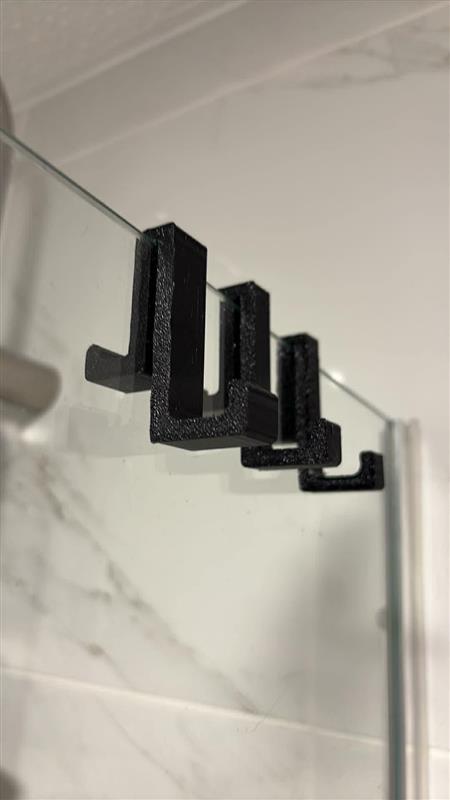 Shower glass / Bath screen hook - for 5mm glass 3D model