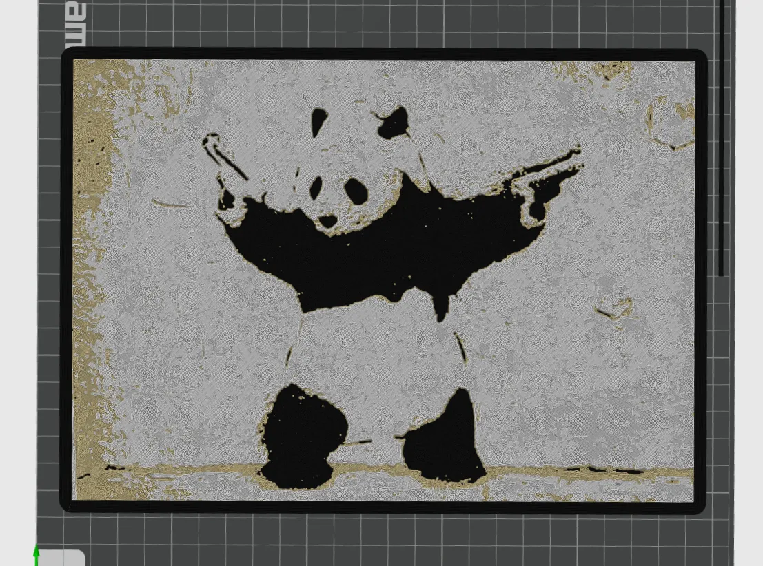 Panda Banksy Art Hueforge by Yury Saakov